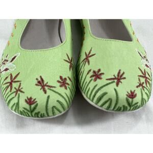 Maria Pia Fiji Women's Floral Embroidered Trend Hippie Flats Like Green Sz36